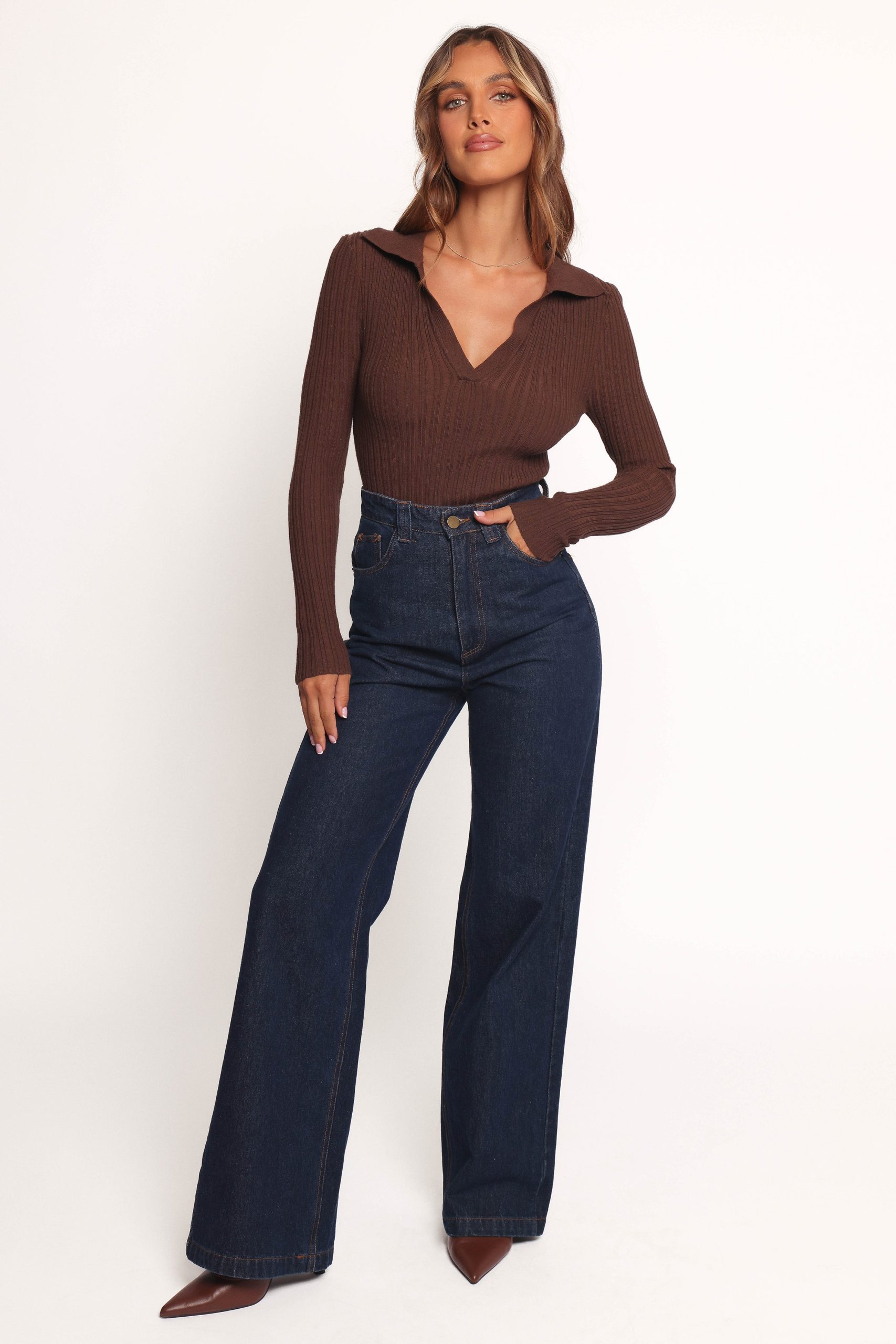 Emmerson Long Sleeve Knit Top - Chocolate - Image 6