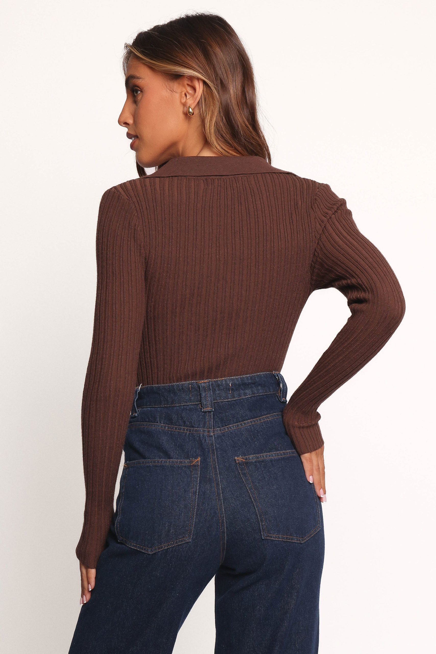 Emmerson Long Sleeve Knit Top - Chocolate - Image 5