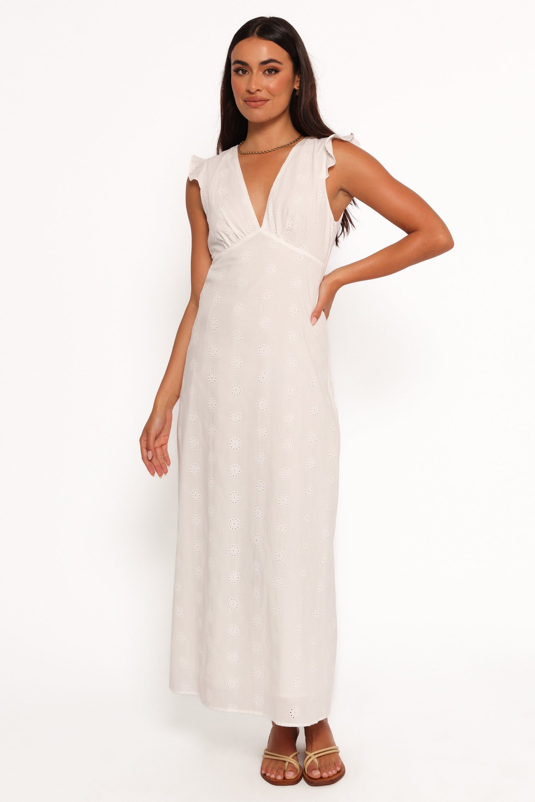 Ensley Flutter Sleeve Maxi Dress - White - Image 9