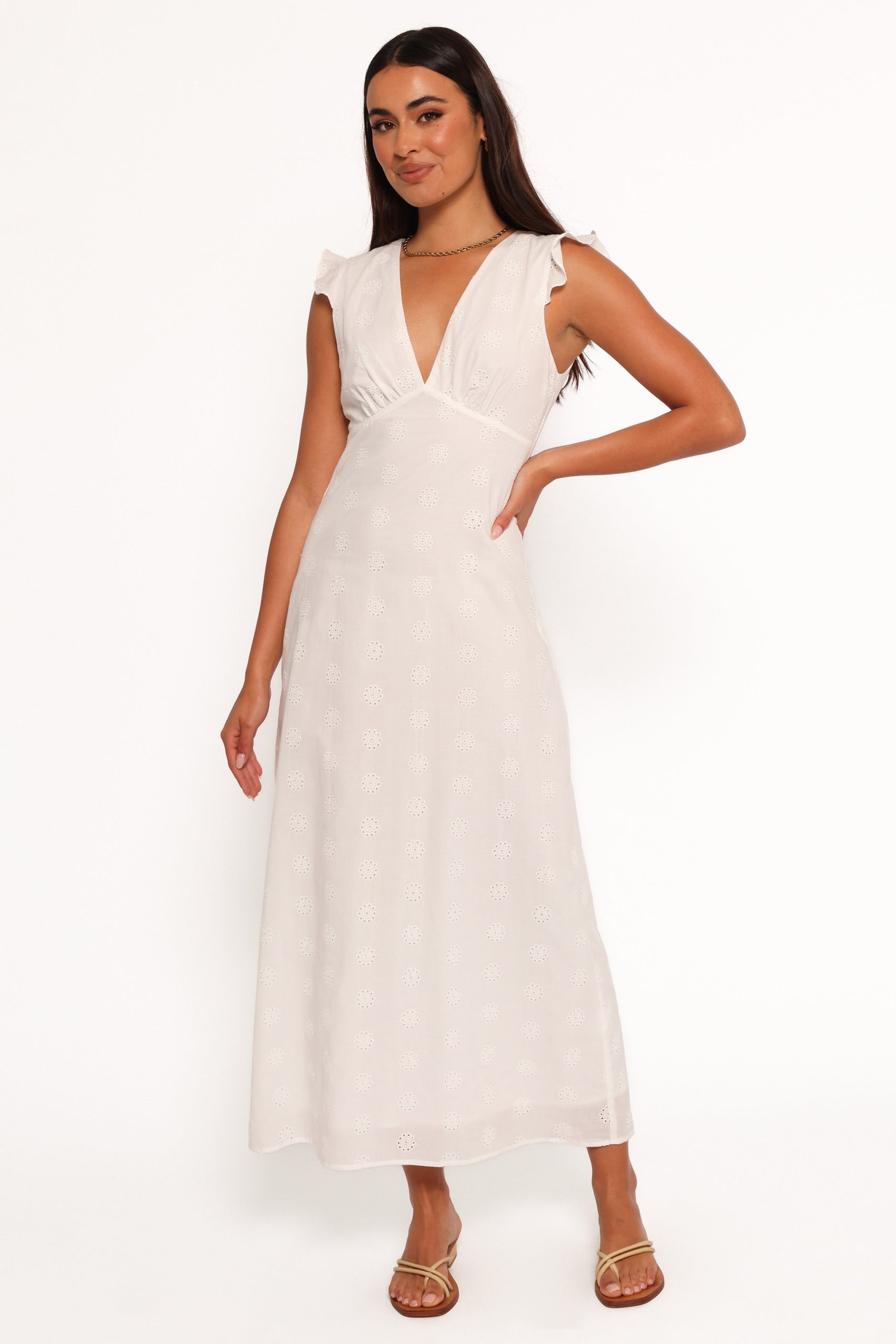 Ensley Flutter Sleeve Maxi Dress - White - Image 4