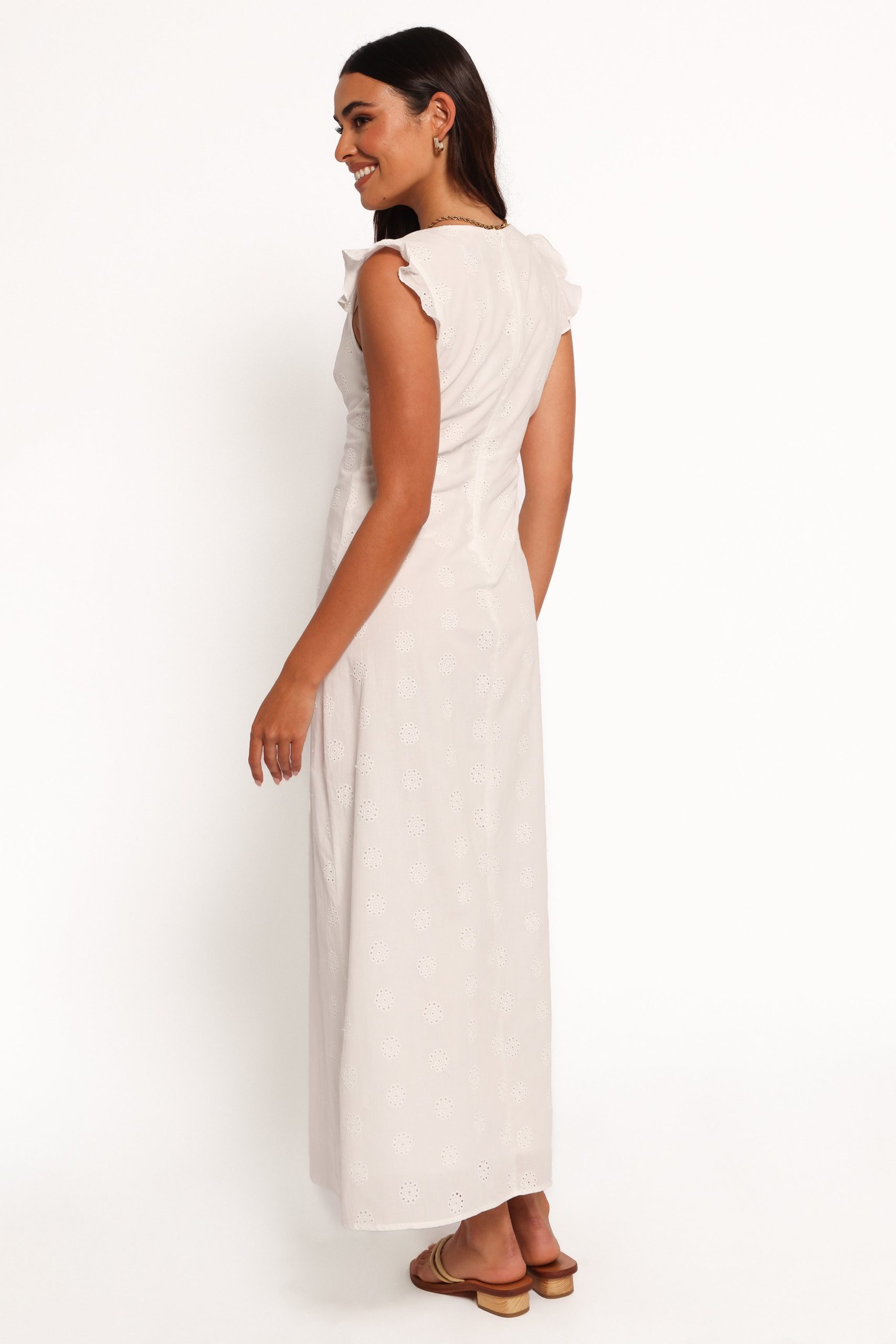 Ensley Flutter Sleeve Maxi Dress - White - Image 7