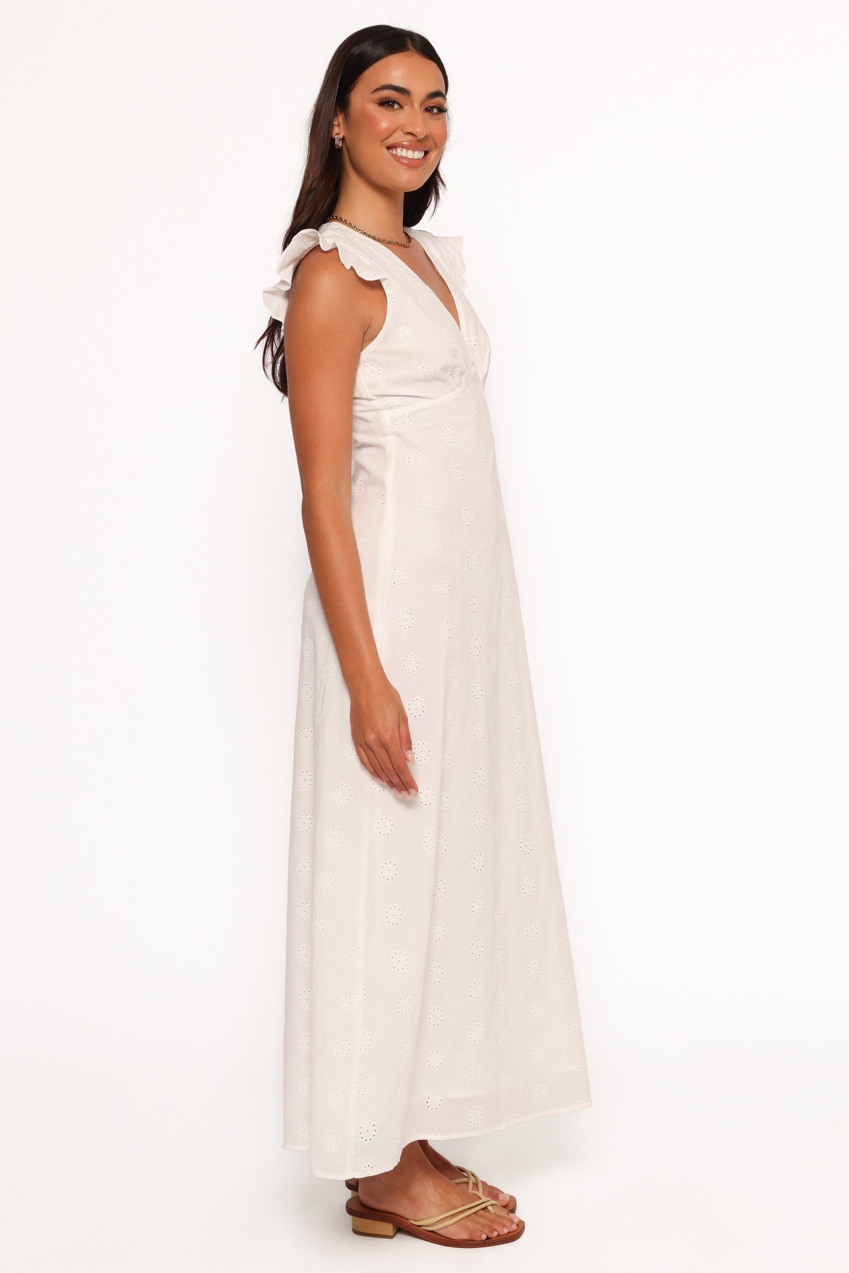 Ensley Flutter Sleeve Maxi Dress - White - Image 8