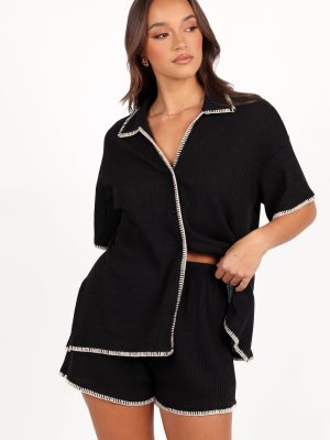 Essen Knit Shirt Set - Black Cream
