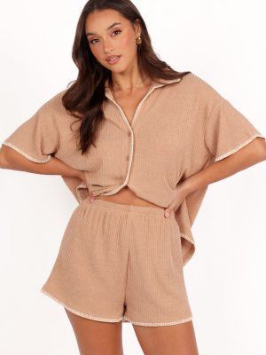 Essen Knit Short Set - Mocha Cream