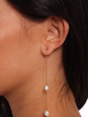Este Pearl Drop Earrings - Gold