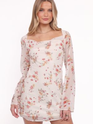 Everlyn Long Sleeve Mini Dress - Cream Floral