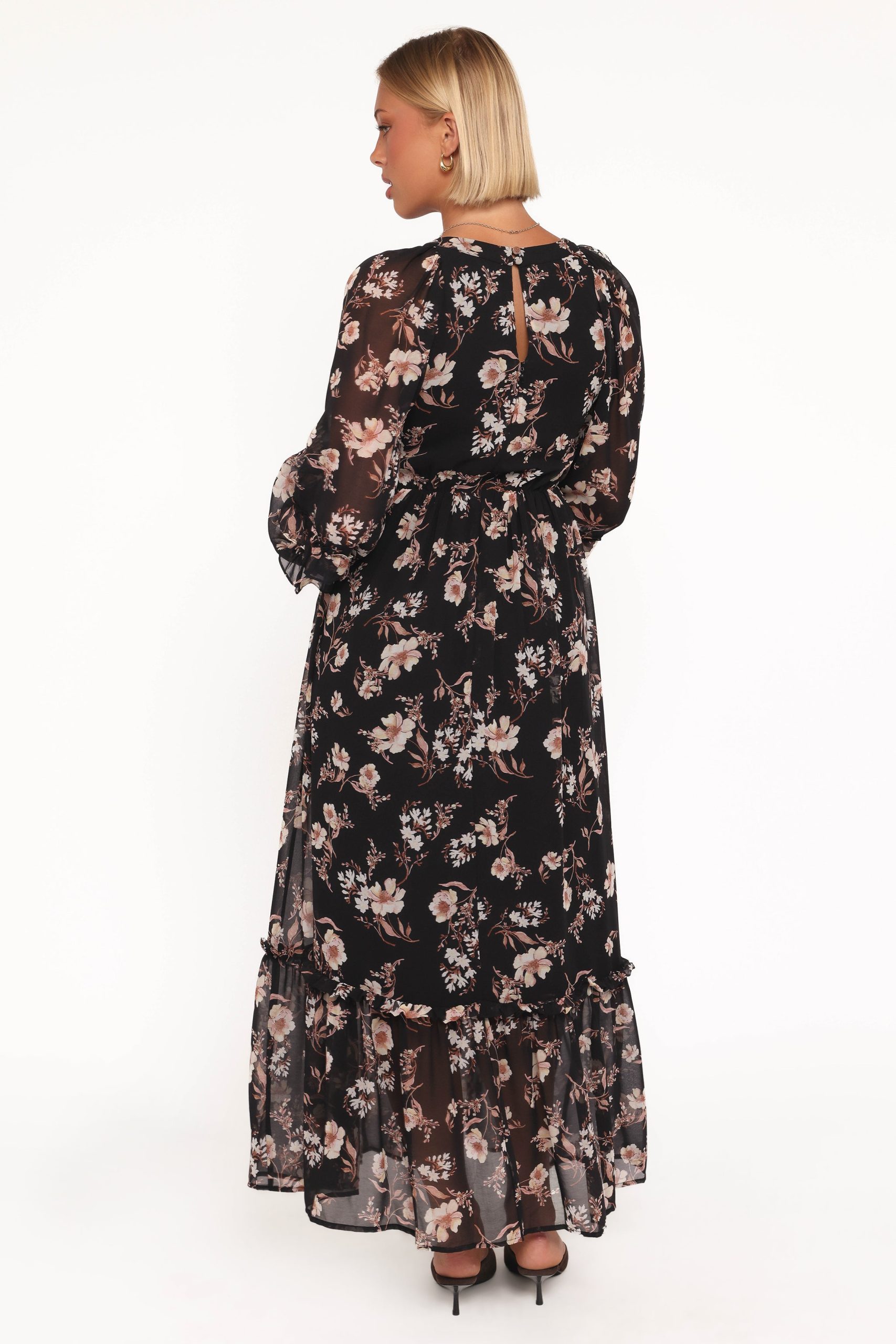 Evian Long Sleeve Maxi Dress - Black Floral - Image 4