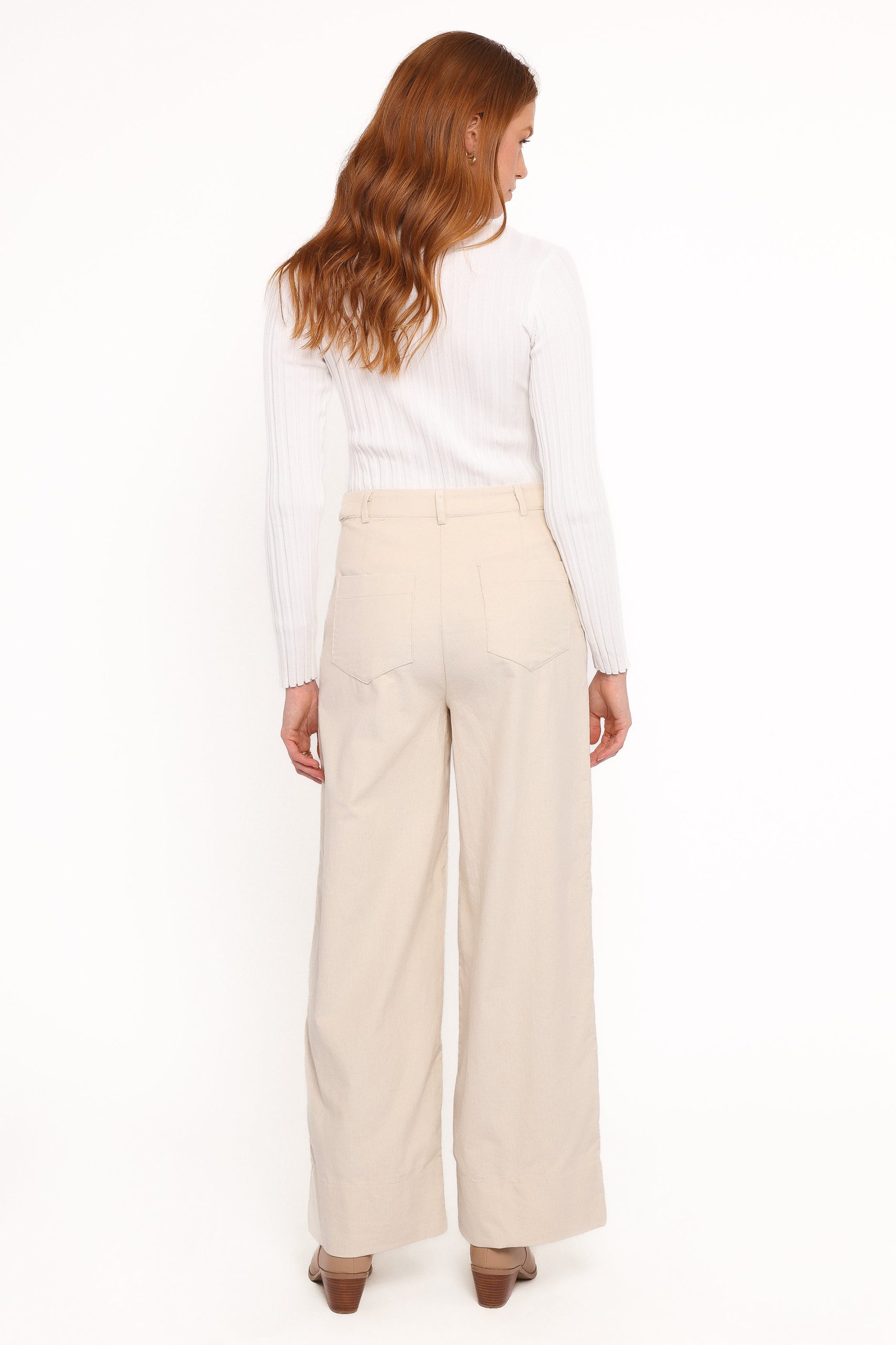Faelan Wide Leg Cord Pants - Beige - Image 4