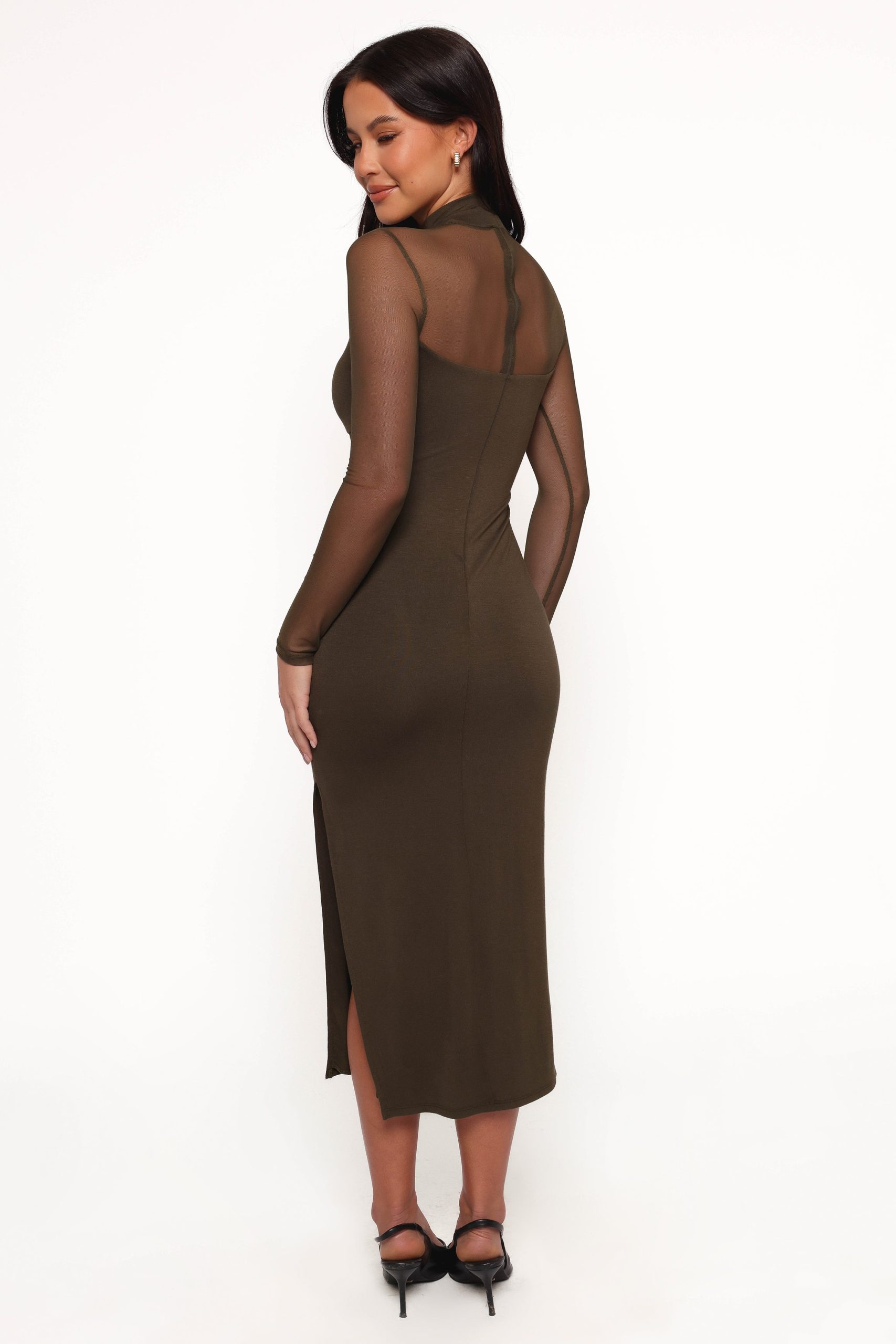 Farrow Long Sleeve Midi Dress - Olive - Image 6