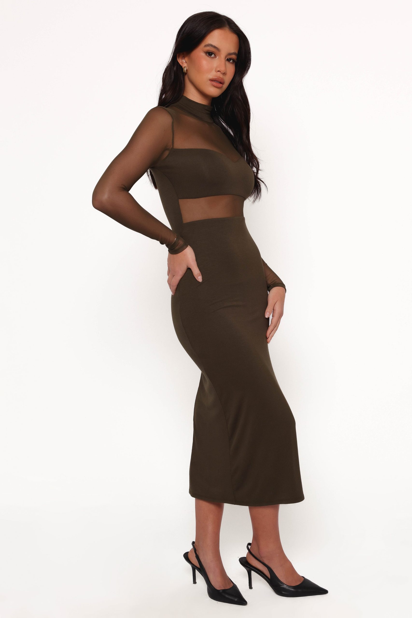 Farrow Long Sleeve Midi Dress - Olive - Image 7