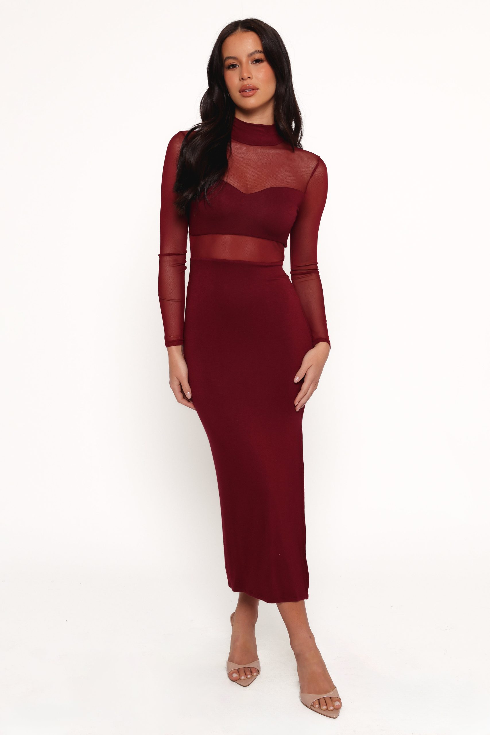 Farrow Long Sleeve Midi Dress - Wine - Image 4