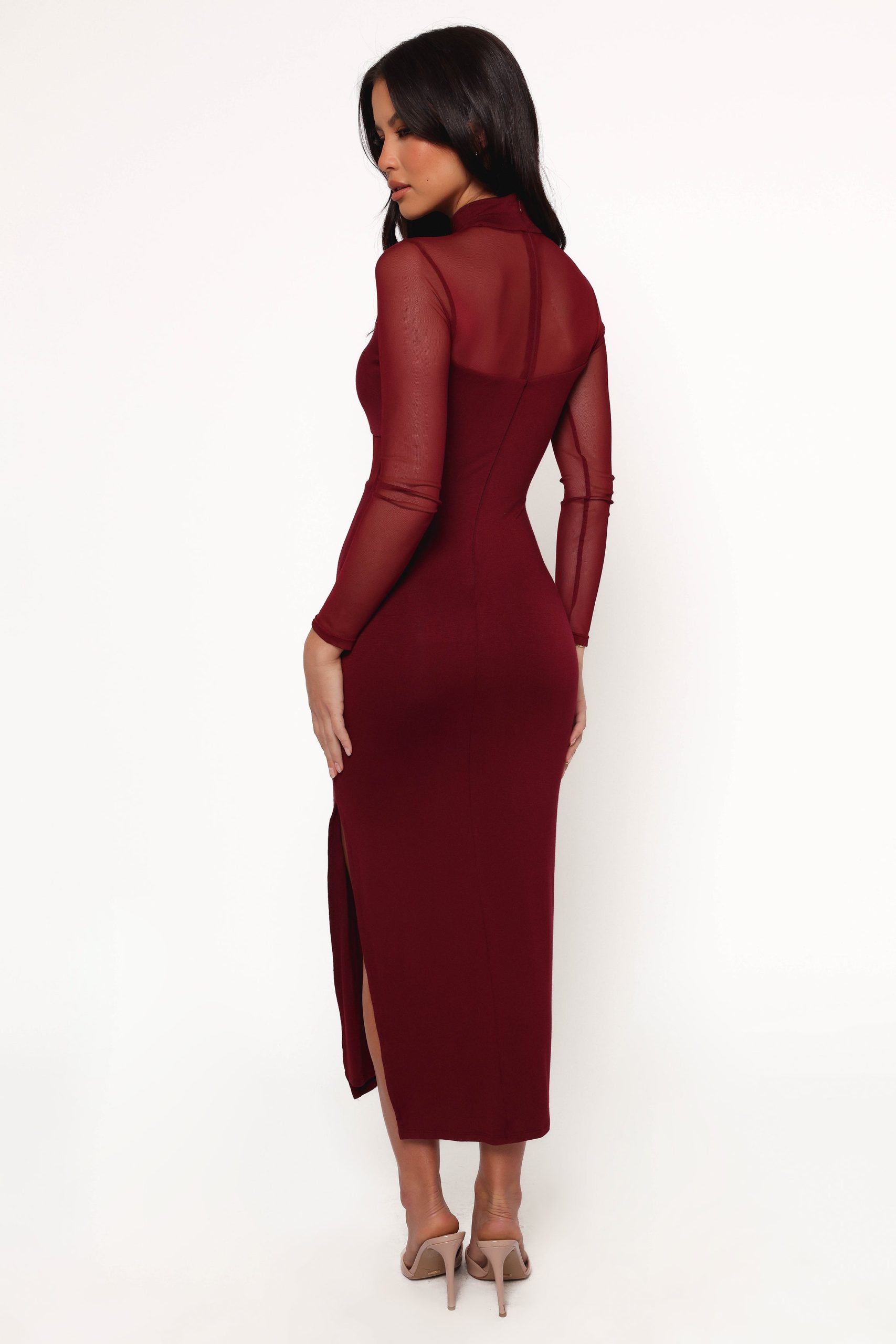 Farrow Long Sleeve Midi Dress - Wine - Image 7