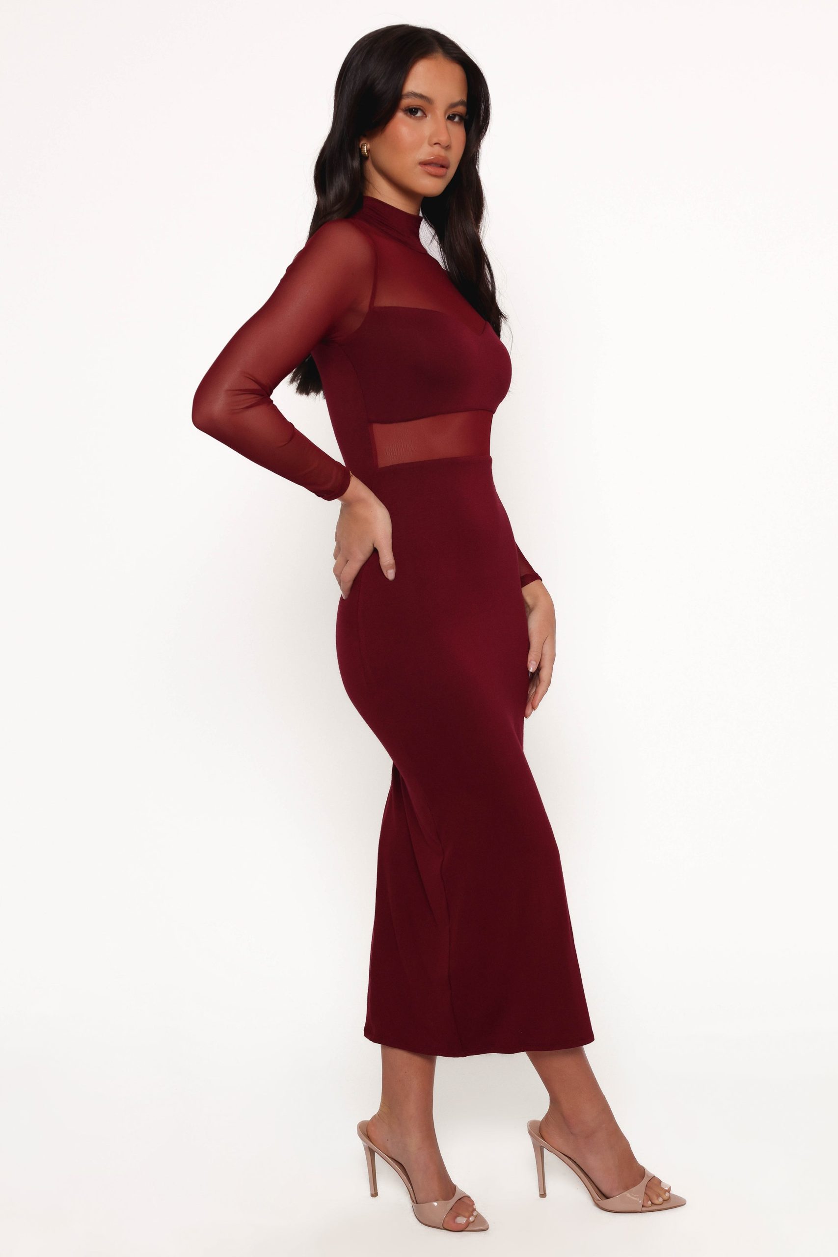 Farrow Long Sleeve Midi Dress - Wine - Image 8