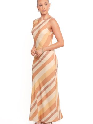 Flavia Maxi Dress - Brown Stripe