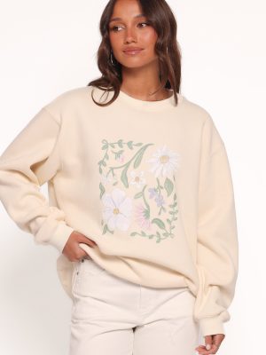 Flower Garden Graphic Sweatshirt - Cream
