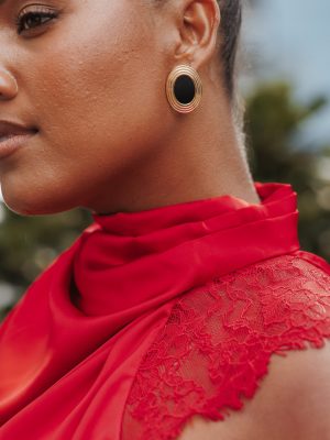 Francine Earrings - Black/Gold