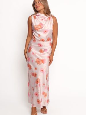 Frayla Halter Midi Dress - Pink Floral