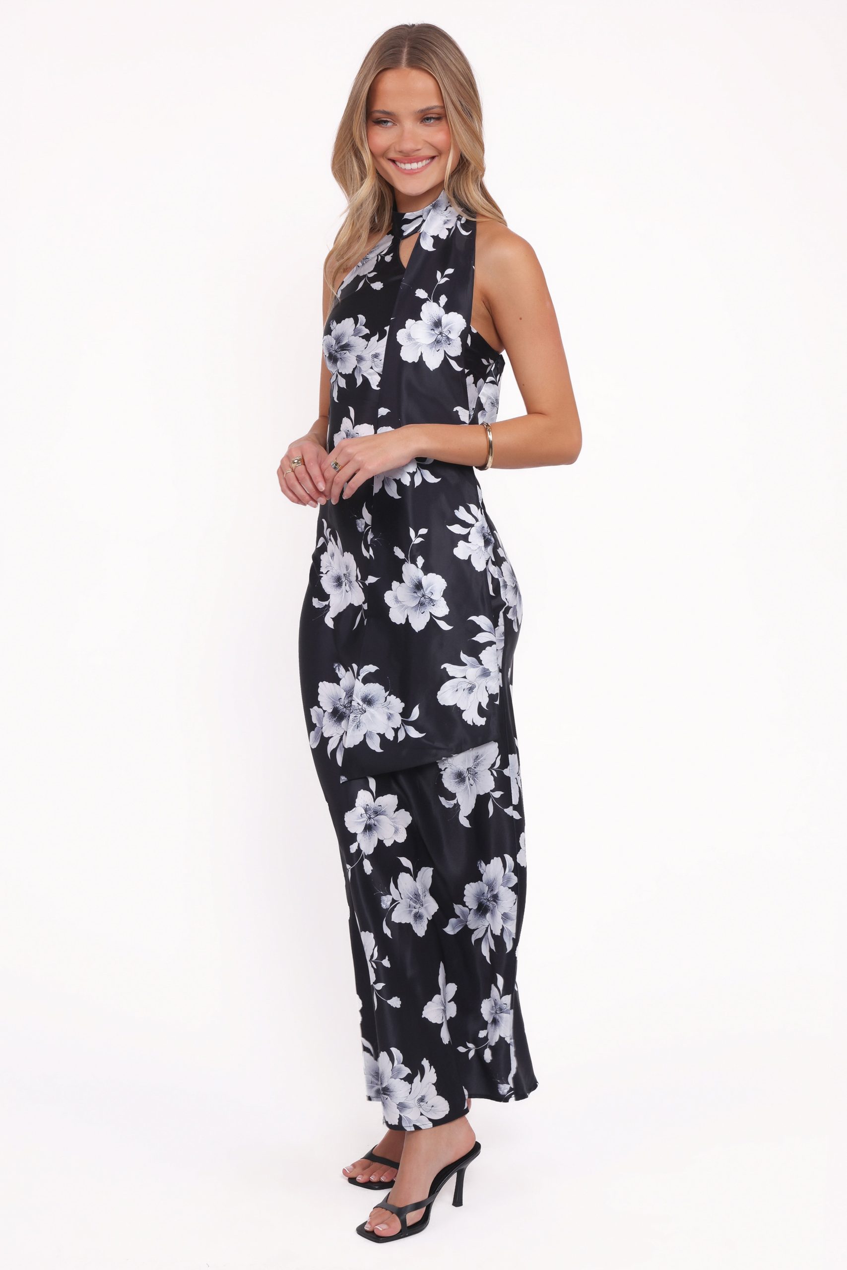 Freida Halter Midi Dress - Black Floral - Image 3