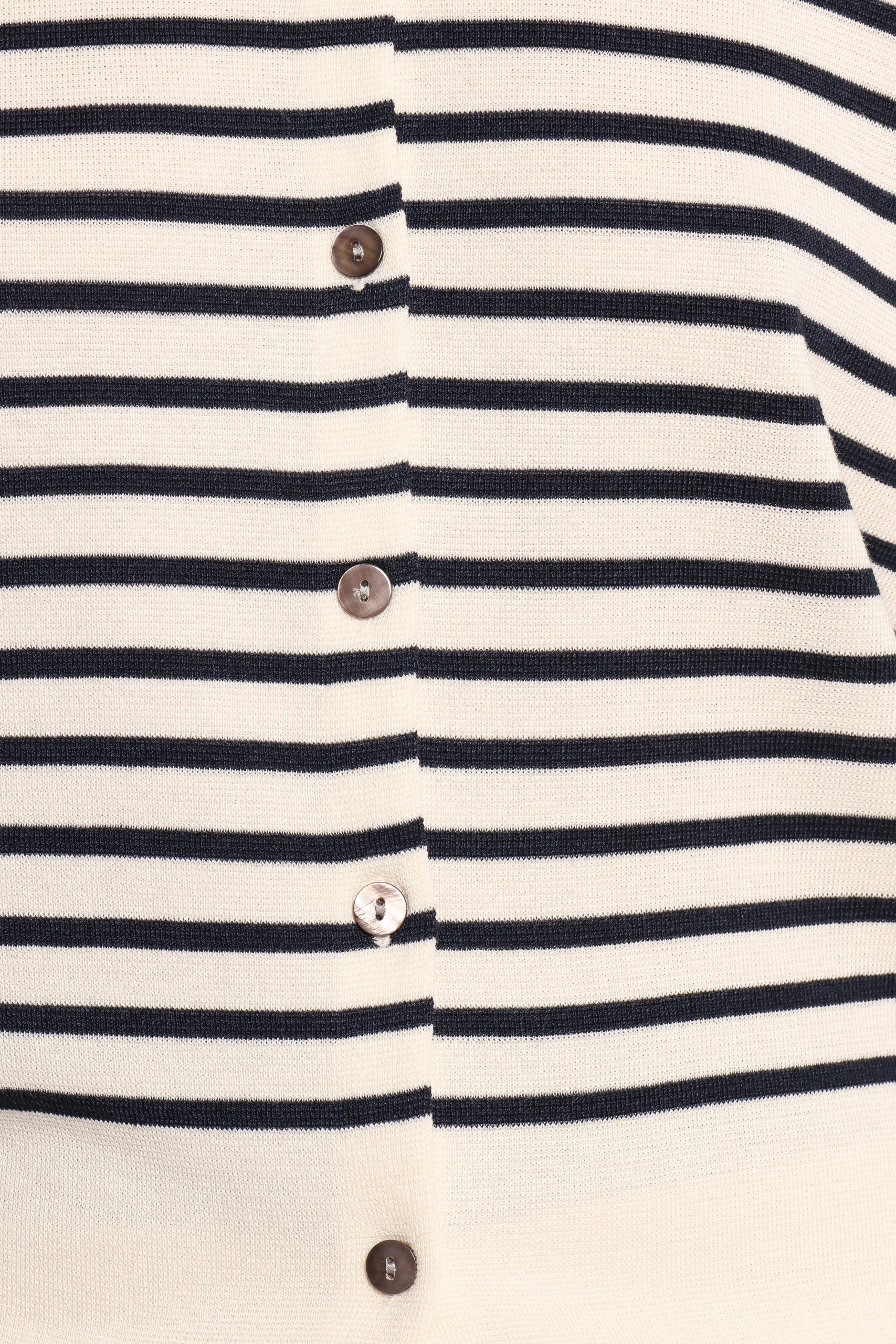 Gavi Button Front Striped Cardigan - Off White/Navy - Image 7