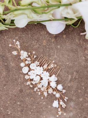 Geraldine Hair Comb - White