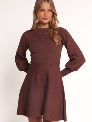 Gigi Long Sleeve Mini Dress - Brown