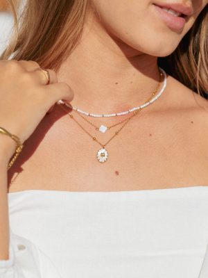 Goldie Necklace - Gold/White