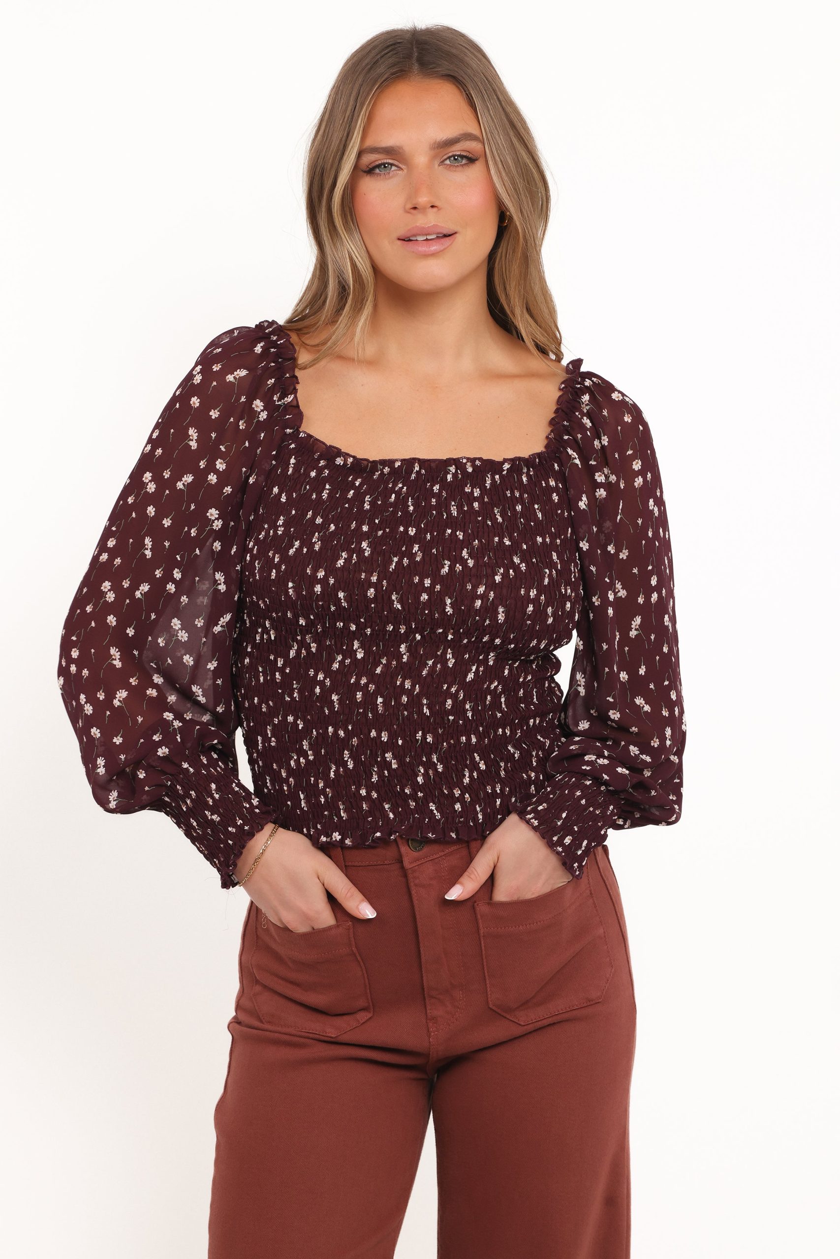 Greta Top - Burgundy Floral - Image 2