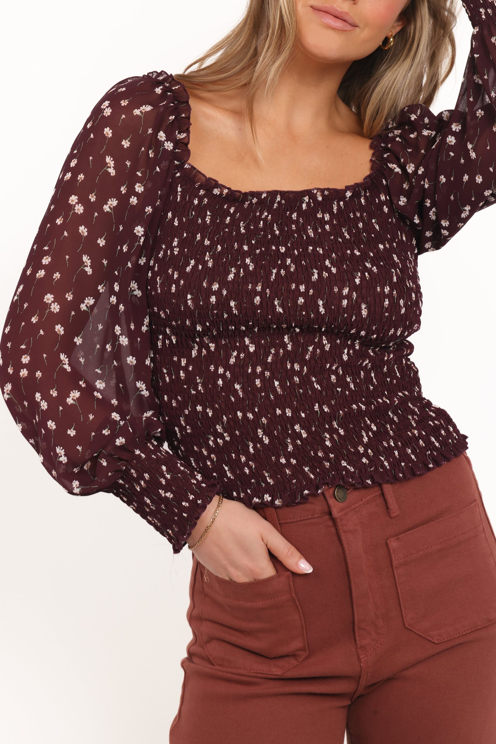 Greta Top - Burgundy Floral - Image 6