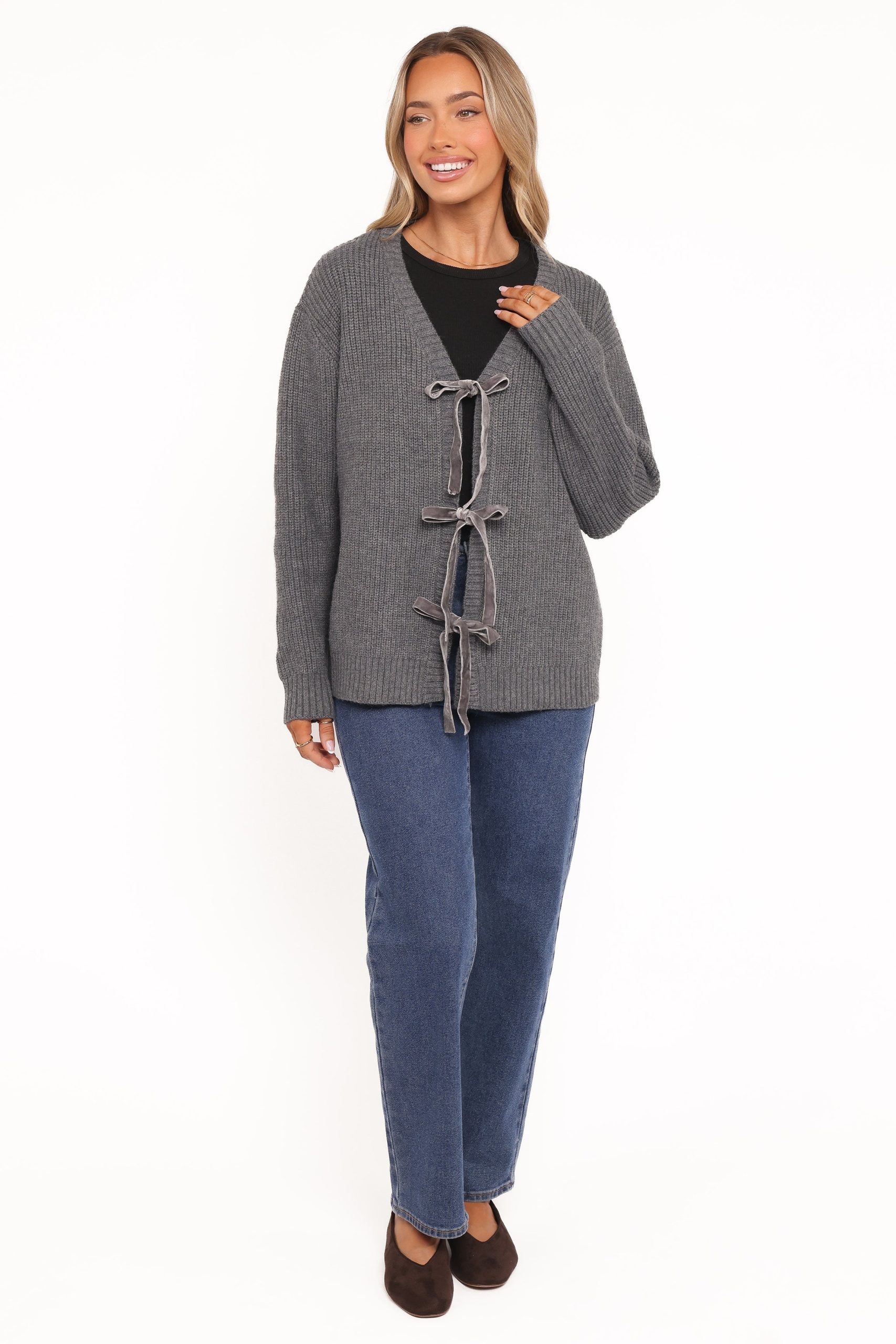 Hammond Tie Up Cardigan - Grey - Image 5
