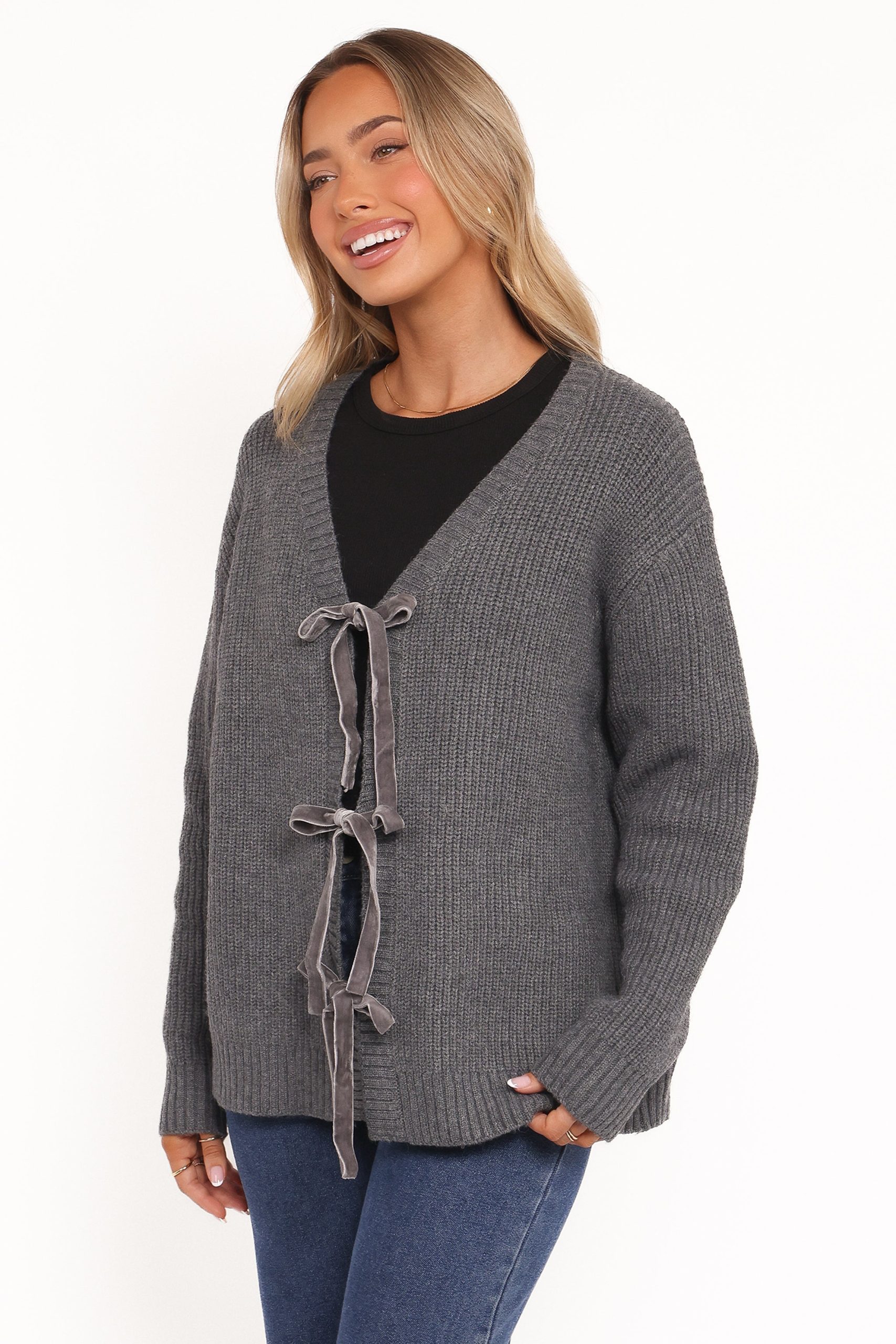 Hammond Tie Up Cardigan - Grey - Image 3