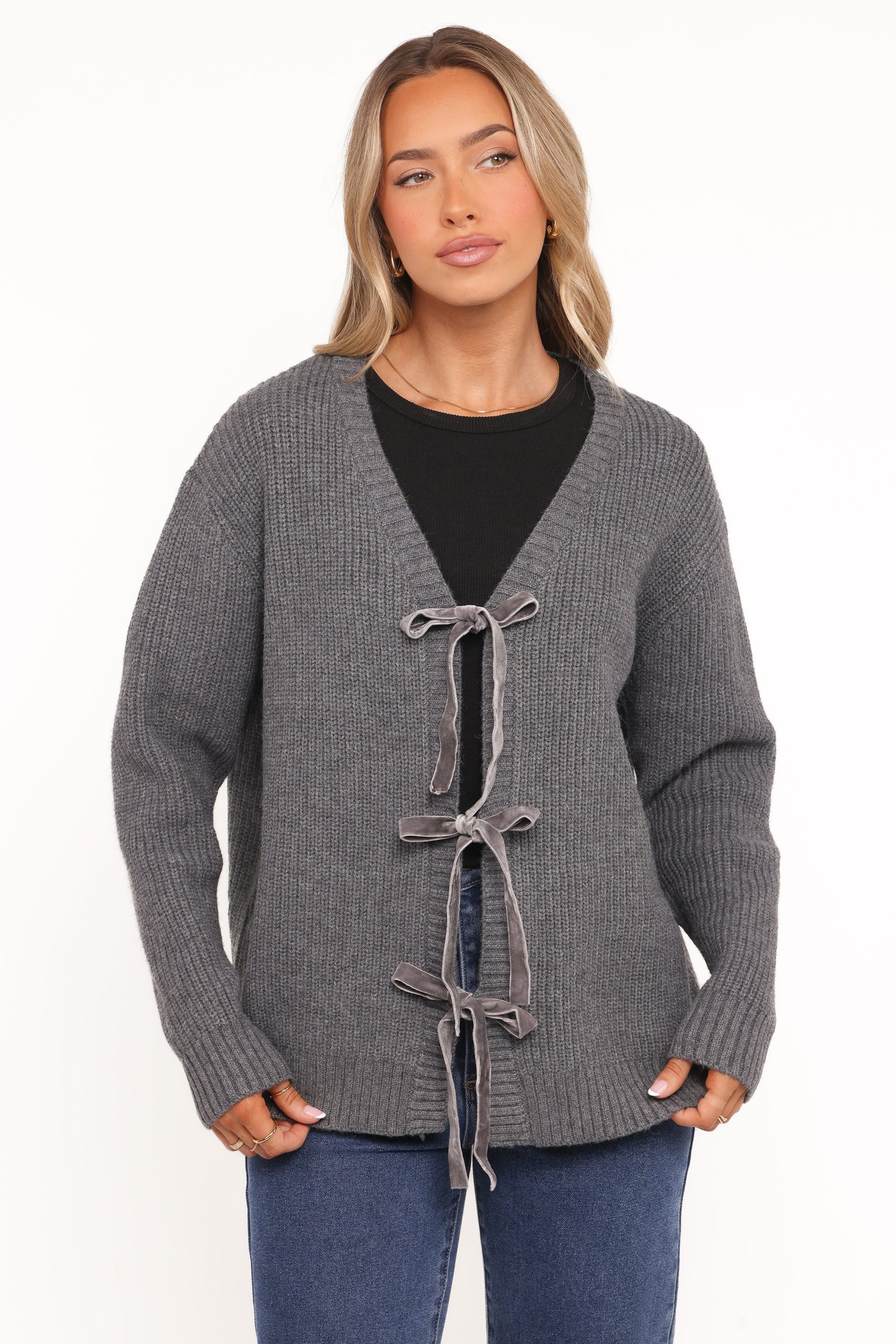 Hammond Tie Up Cardigan - Grey