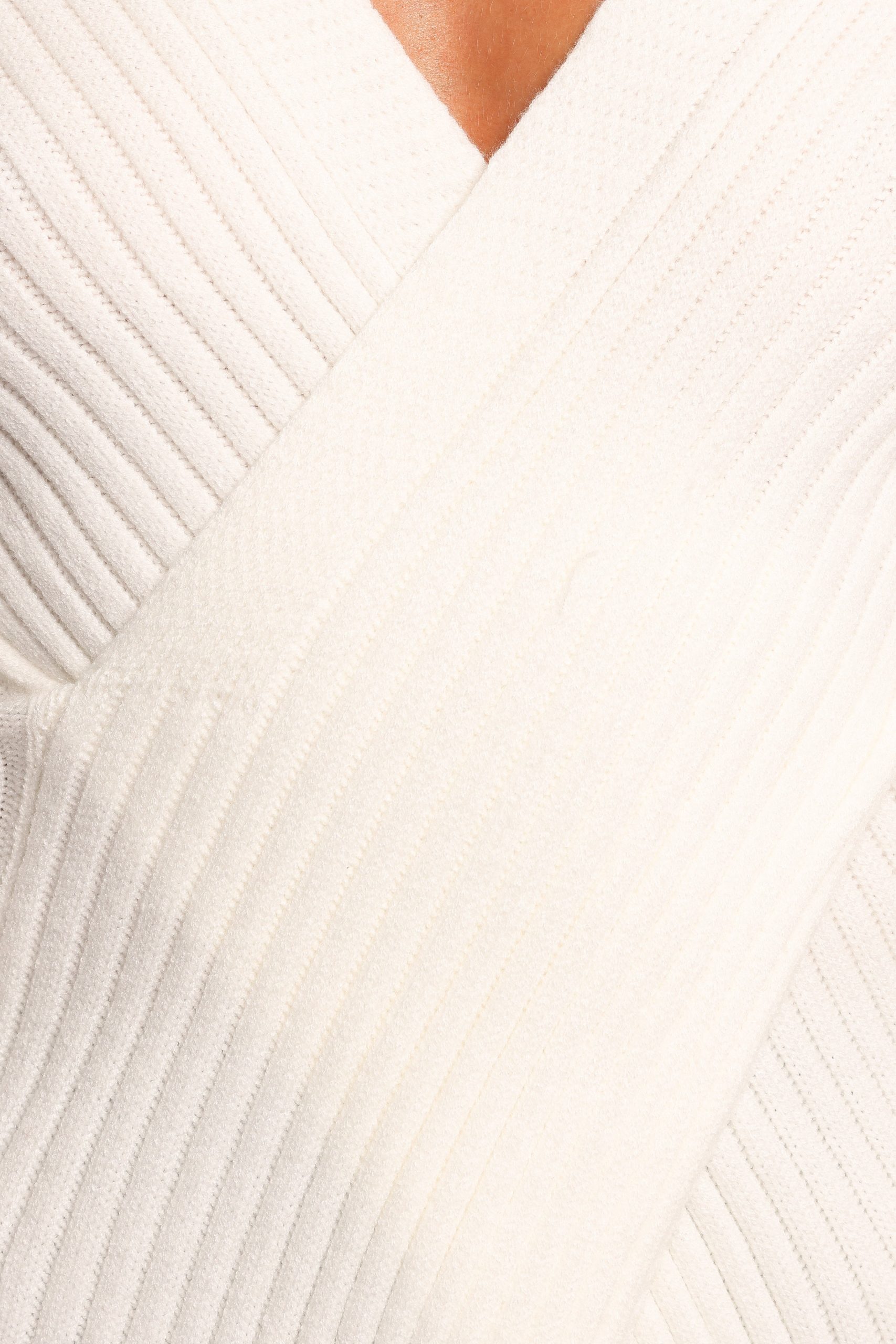 Hannon Ribbed Crossover Knit Sweater - White - Image 7