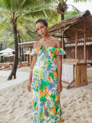 Harriet Off Shoulder Maxi Dress - Malta Print