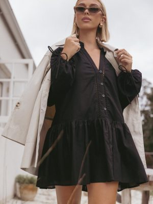 Hart Long Sleeve Mini Dress - Black