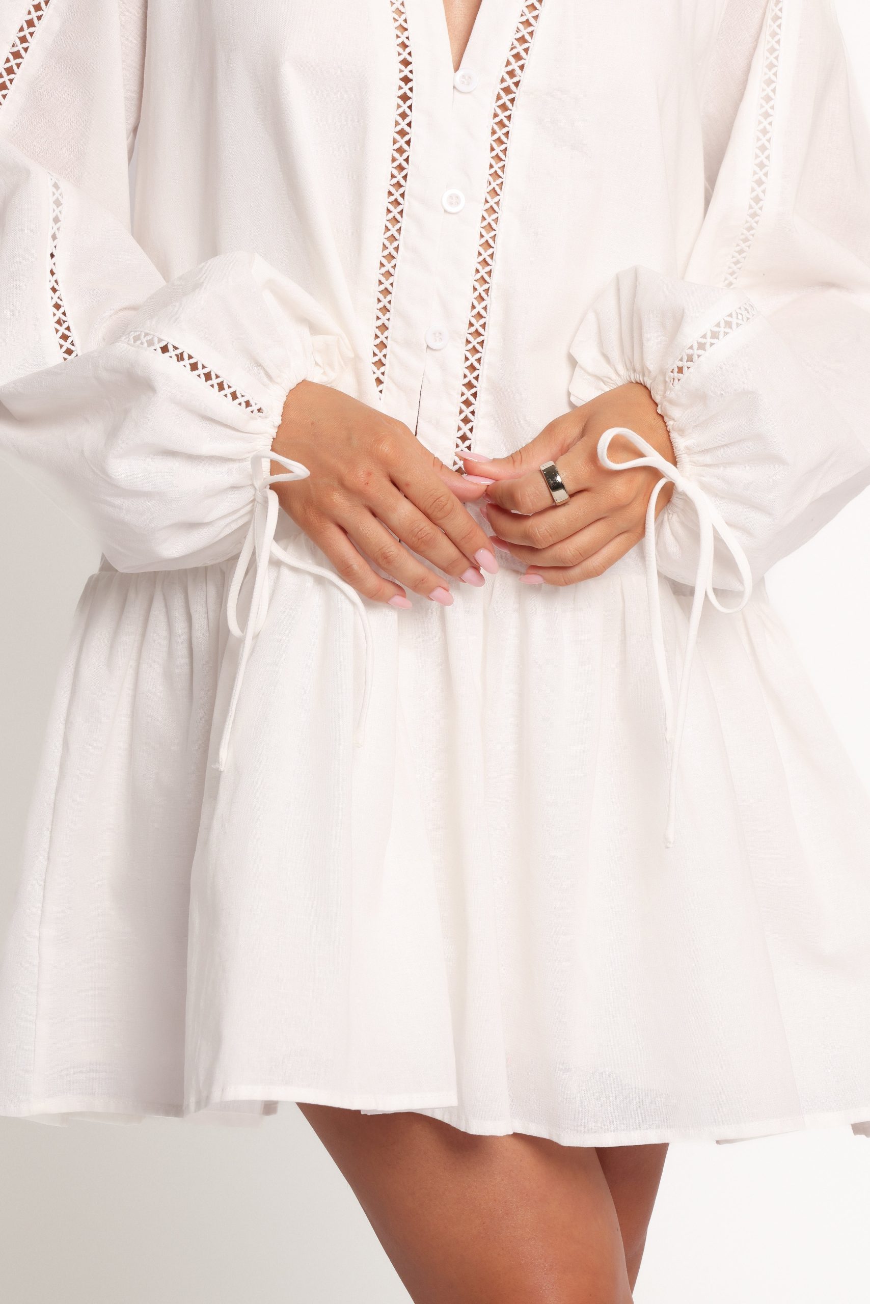 Hart Long Sleeve Mini Dress - White - Image 6