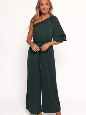 Hedda One Shoulder Jumpsuit - Emerald