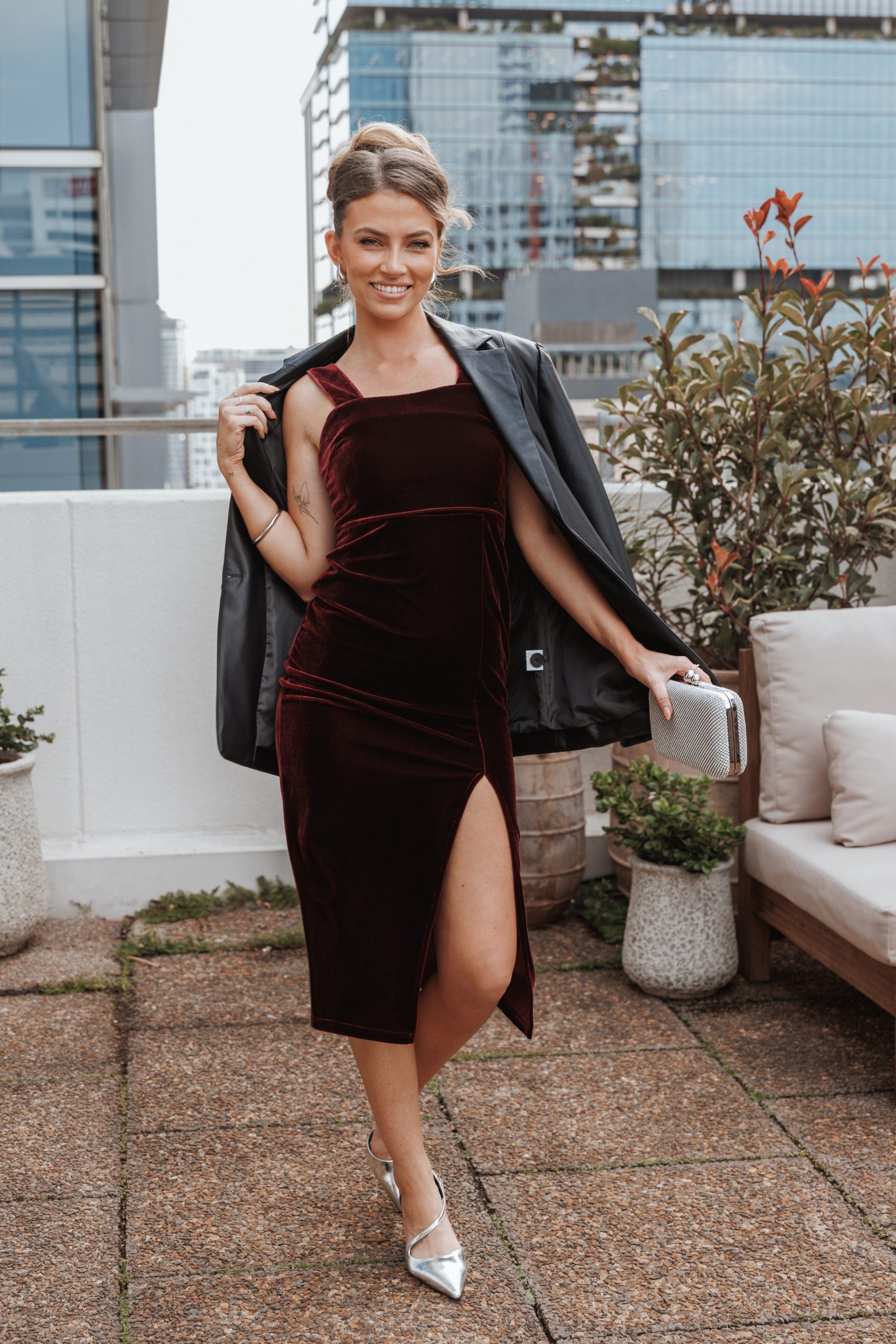 Hyatt Velvet Dress - Burgundy - Image 9