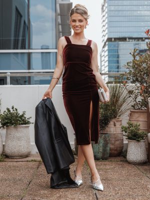 Hyatt Velvet Dress - Burgundy