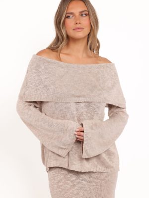 Indya Off Shoulder Top - Oatmeal