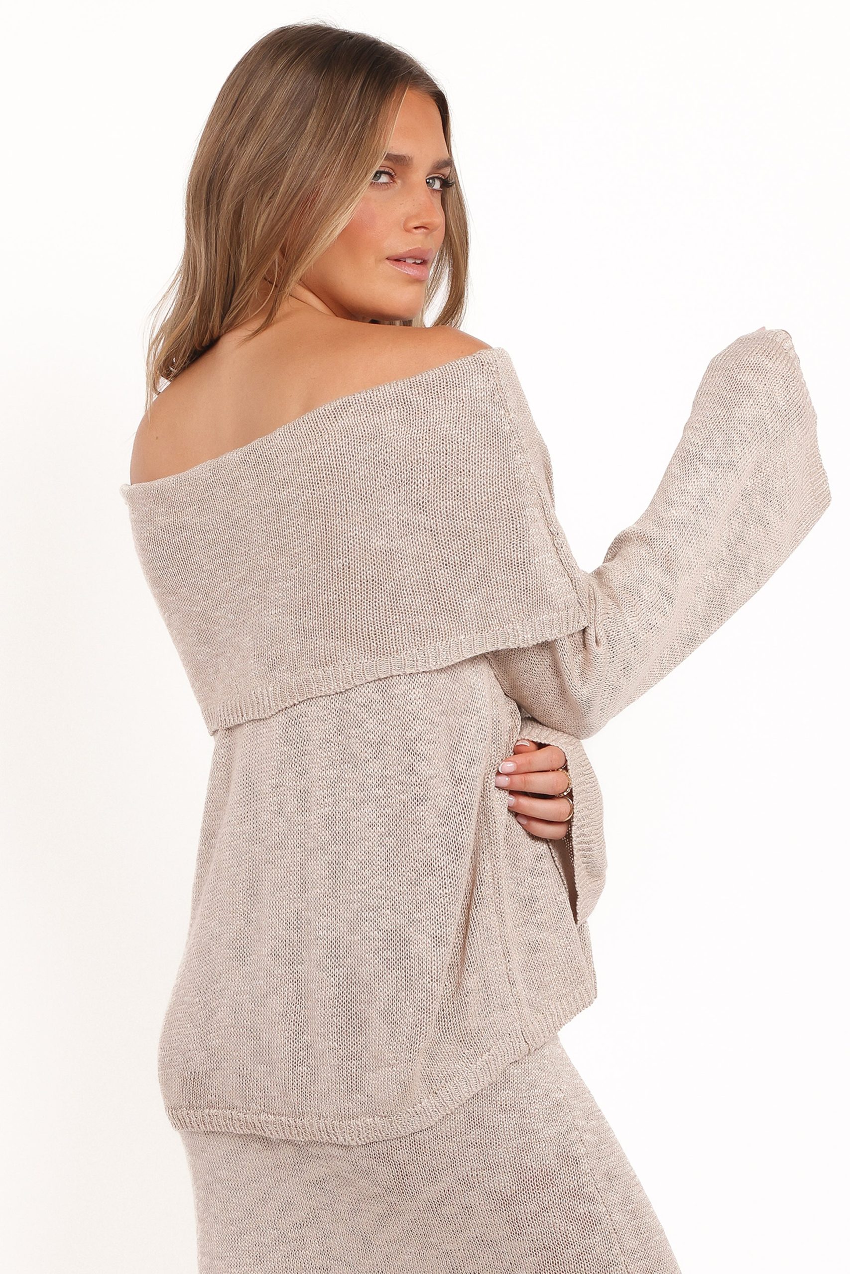 Indya Off Shoulder Top - Oatmeal - Image 4