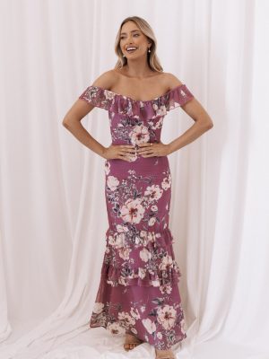 Irelynn Maxi Dress - Dark Rose Floral