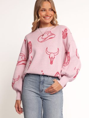 Jax Western Knit Sweater - Pink