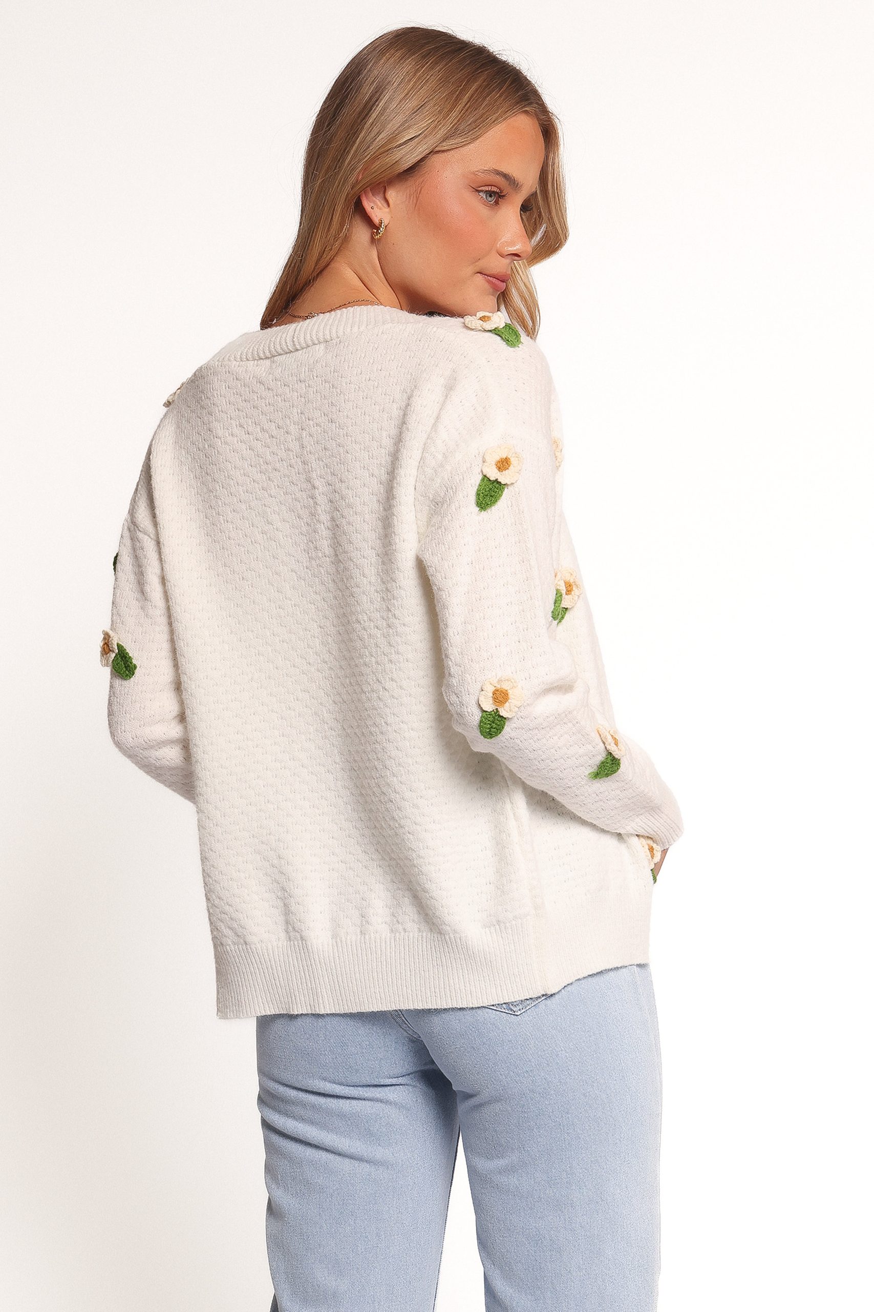 Jazzie Ditsy Flower Cardigan - White - Image 3