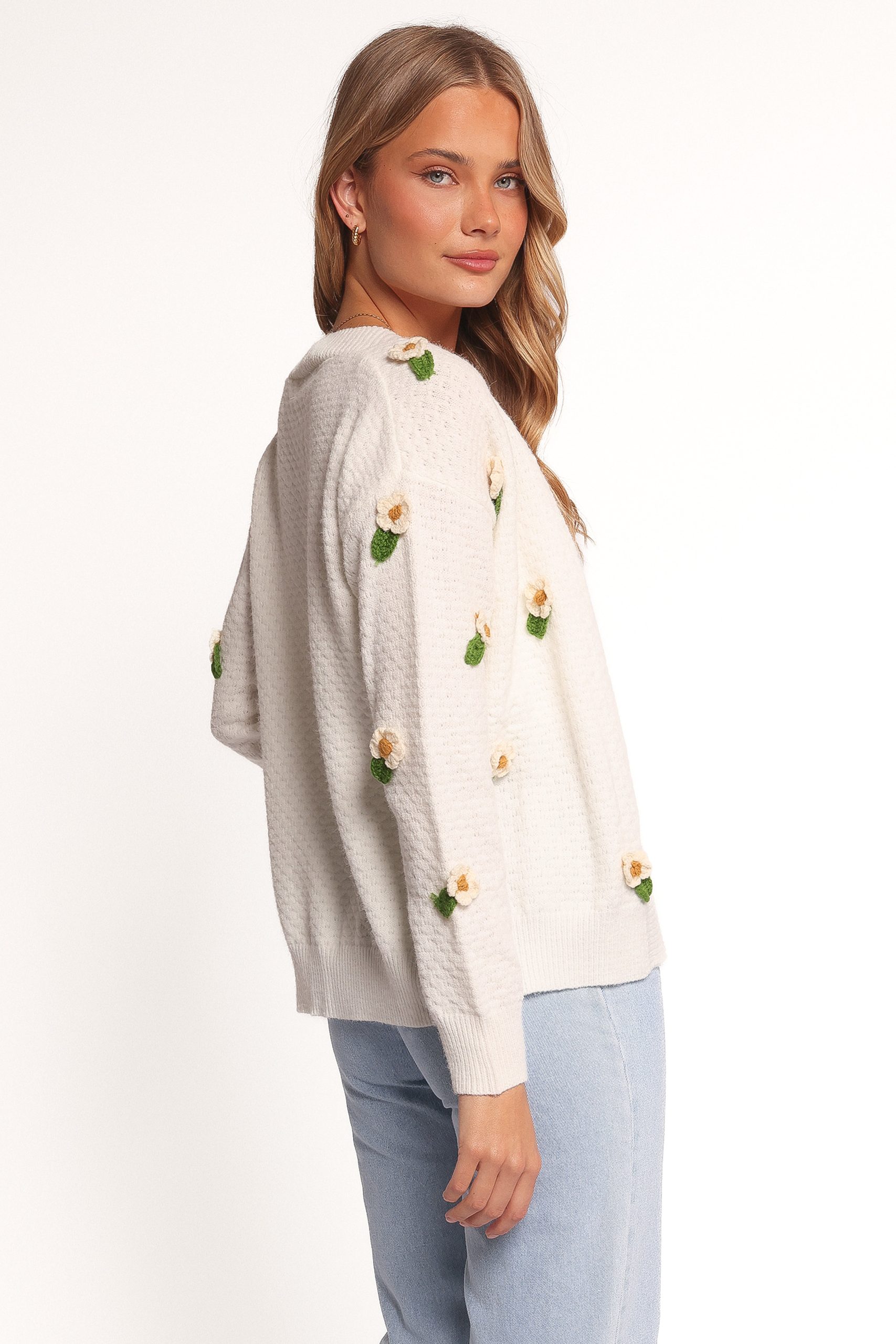 Jazzie Ditsy Flower Cardigan - White - Image 4