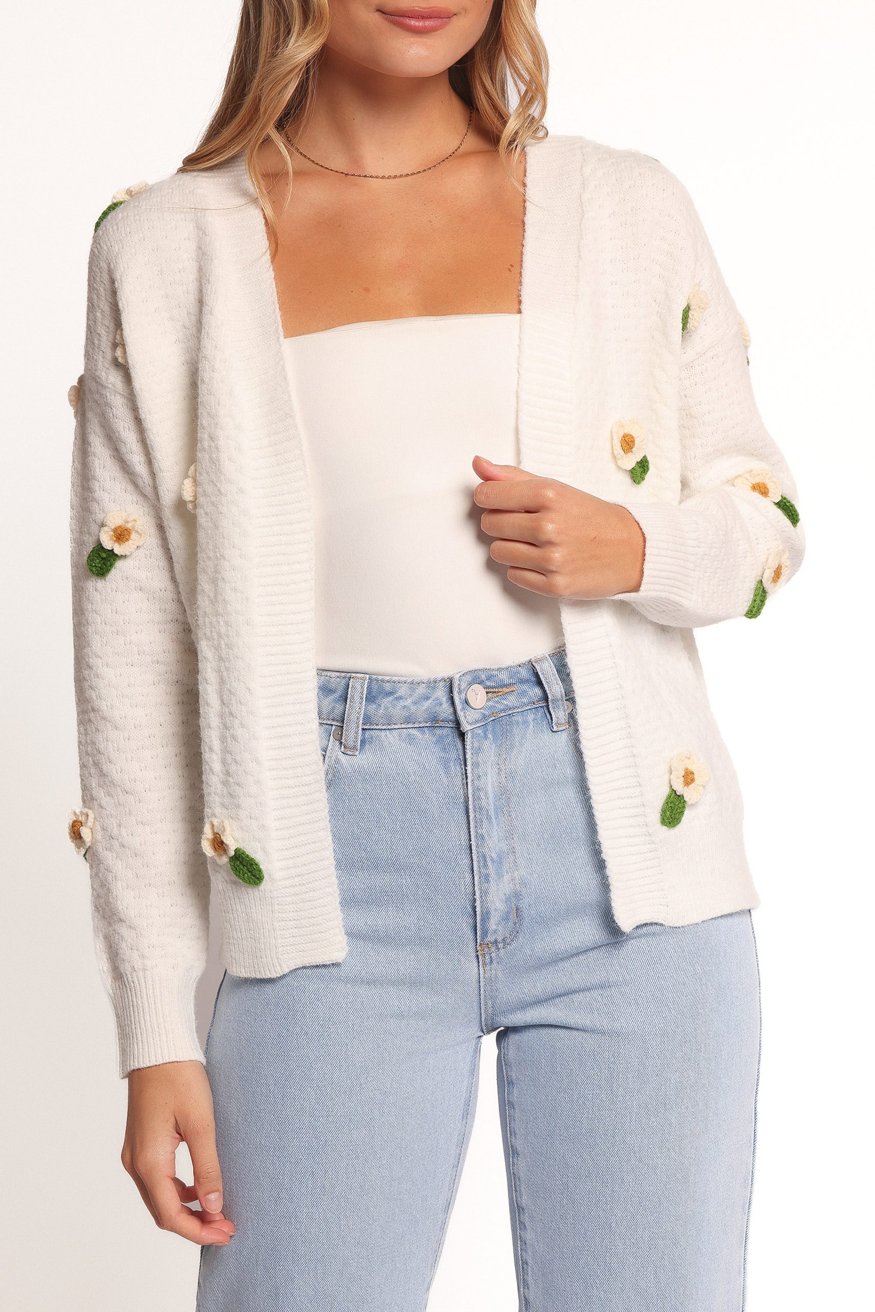 Jazzie Ditsy Flower Cardigan - White - Image 2