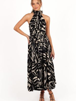 Jennifer Halterneck Maxi Dress - Black/White