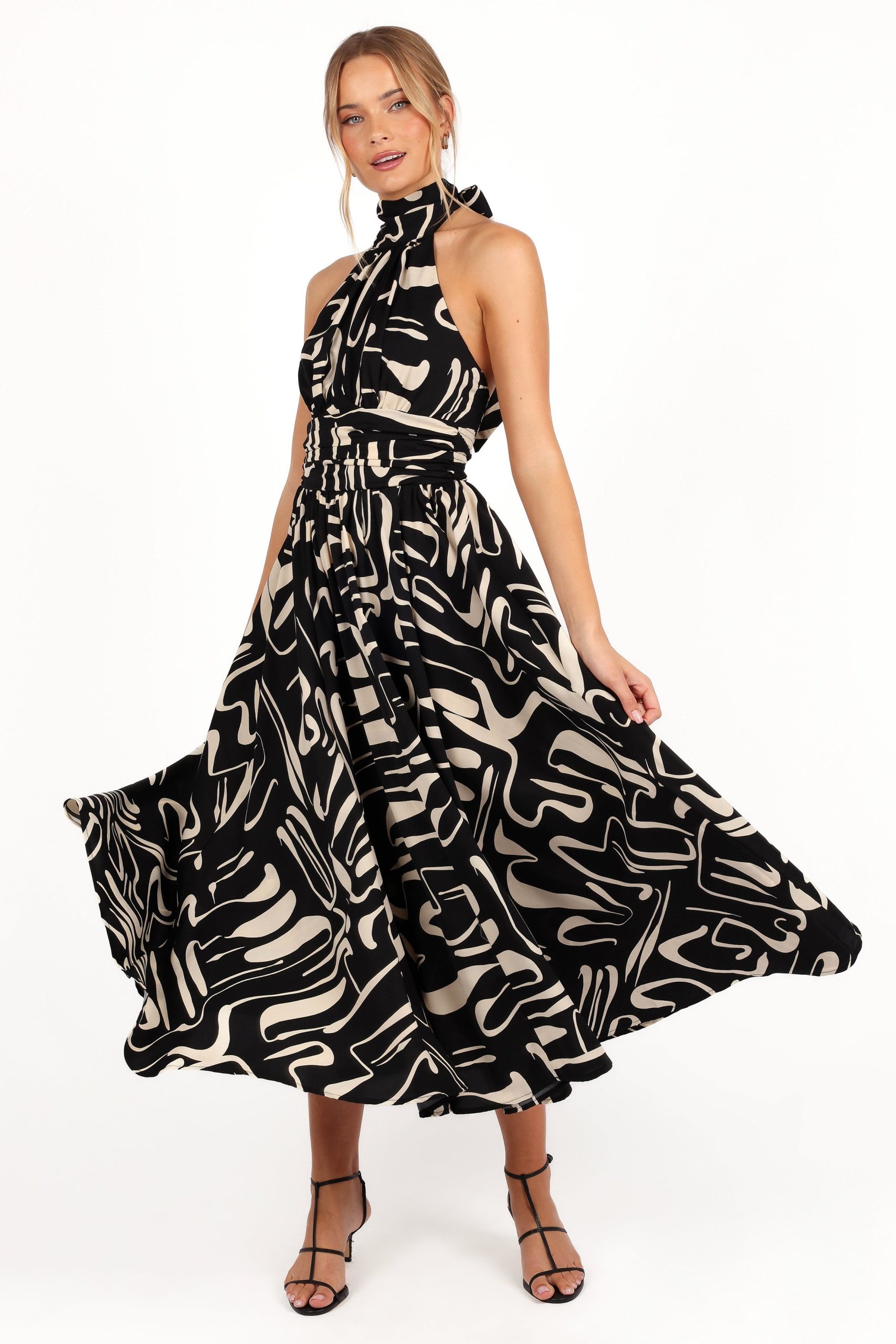 Jennifer Halterneck Maxi Dress - Black/White - Image 2