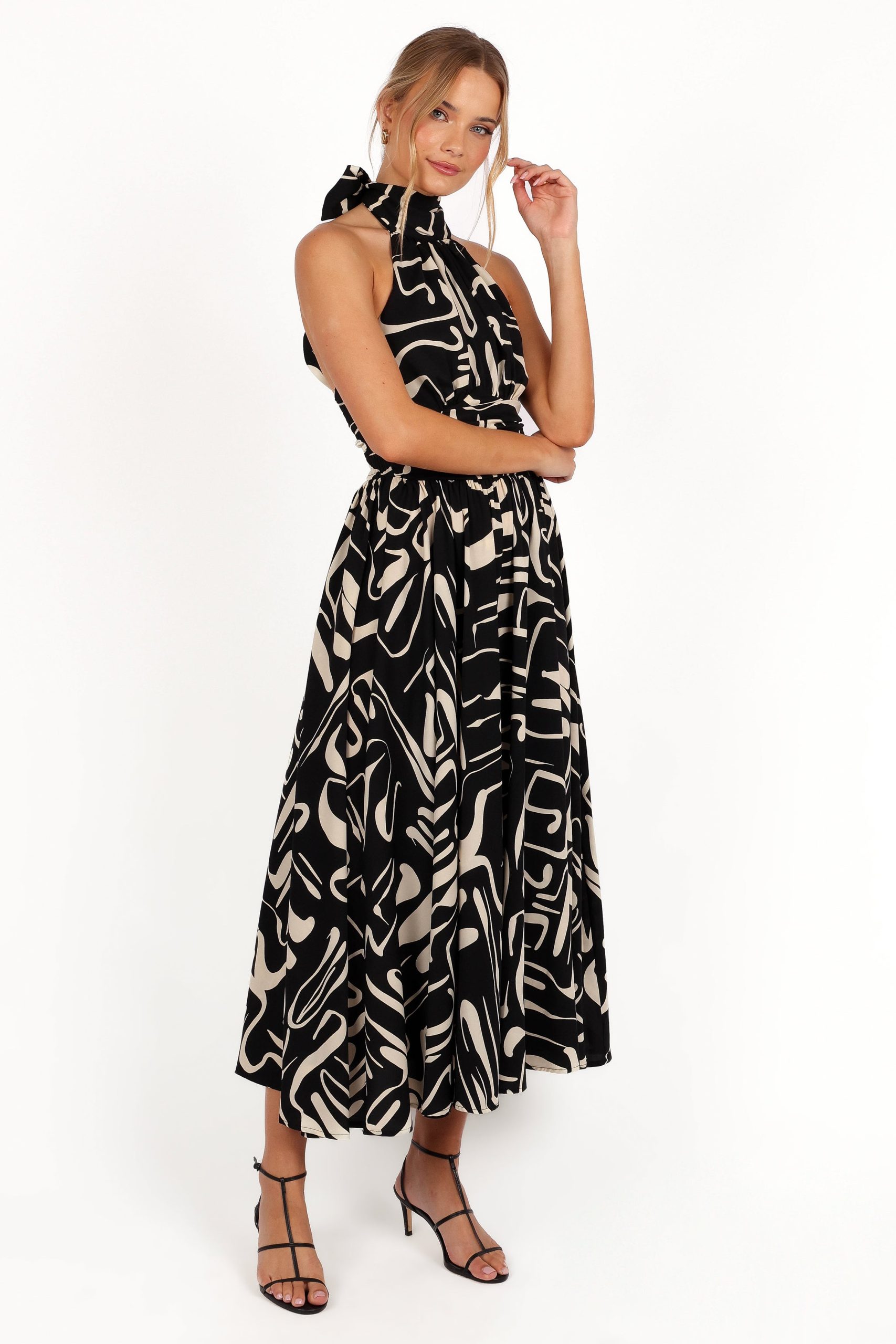 Jennifer Halterneck Maxi Dress - Black/White - Image 6