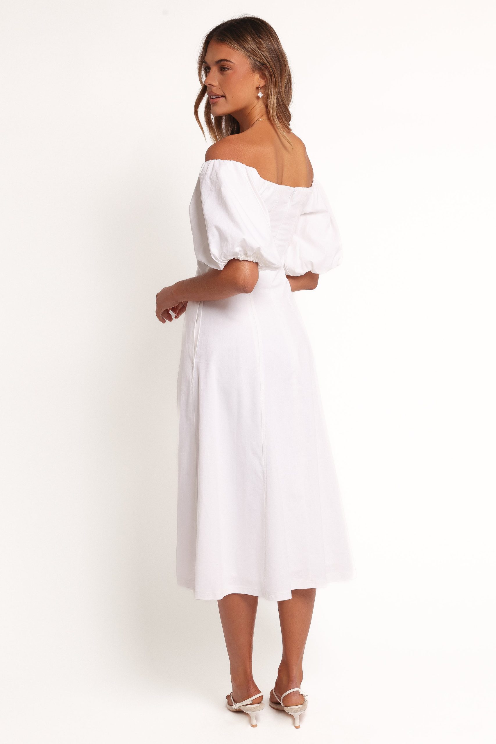 Jensen Off Shoulder Midi Dress - Ivory - Image 4