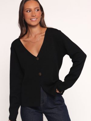 Jett Large Button Cardigan - Black